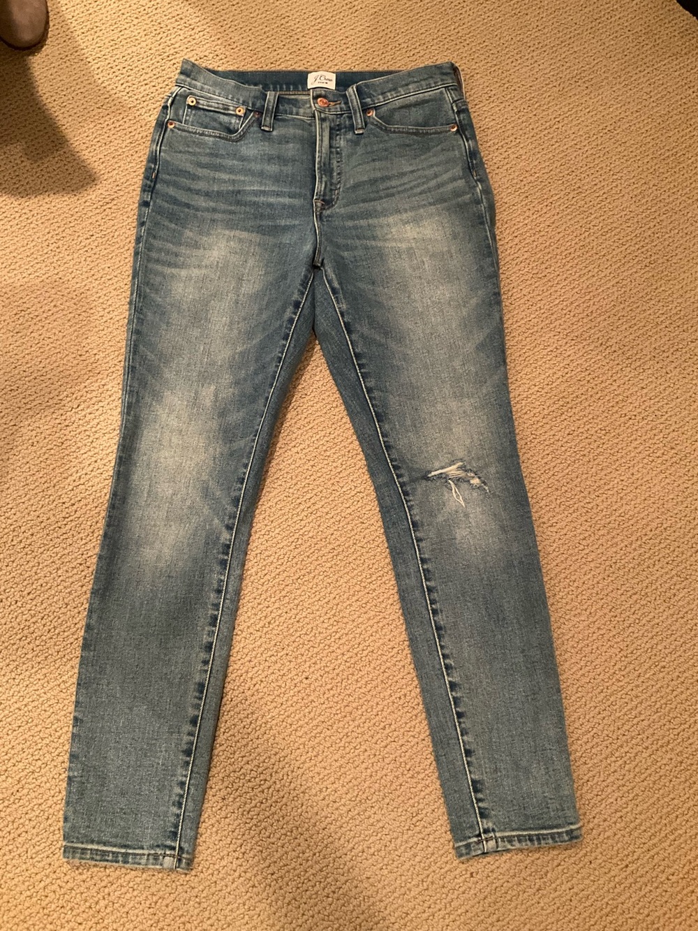 J crew 10 inch high-rise toothpick Distressed Skinny Jeans size 27